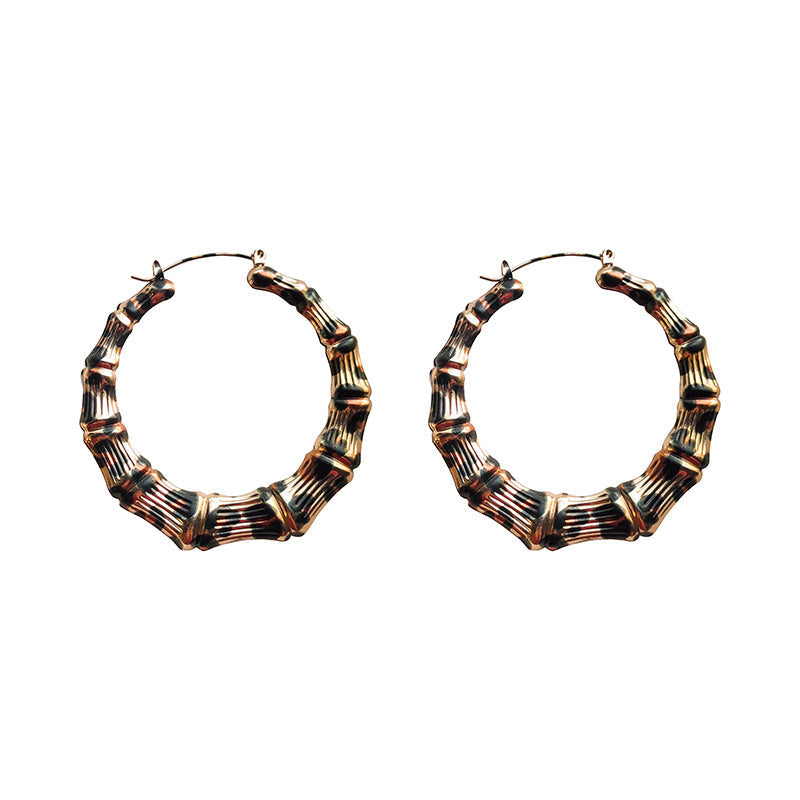 Leopard Simple Large Bamboo Hoop Earrings